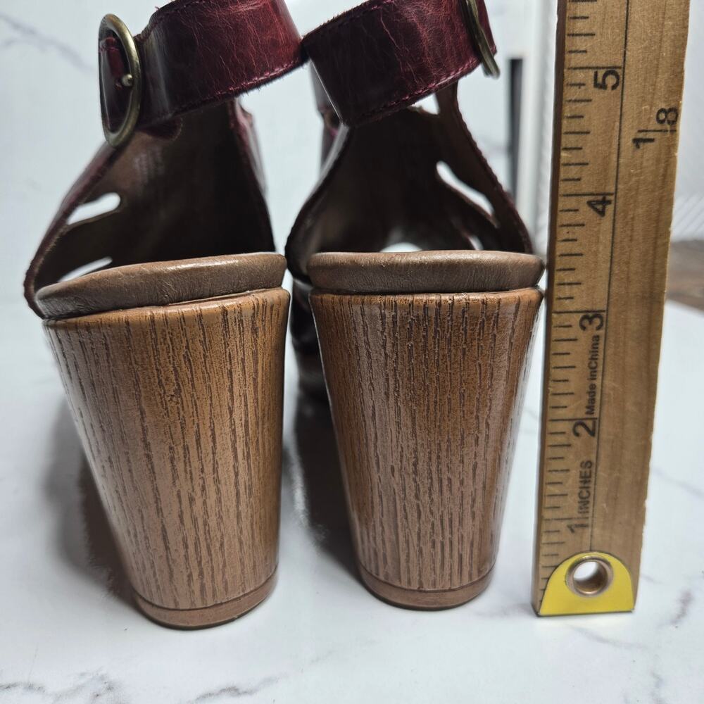 New Dansko Women Demetra Ruby Leather Cutout Chunky Platform Heel Sandals 8.5 - Picture 10 of 11